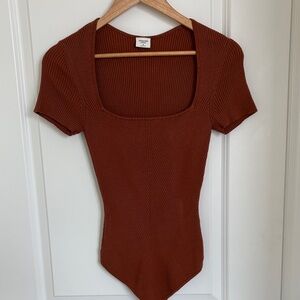 Abercrombie & Fitch Terracotta Ribbed Bodysuit